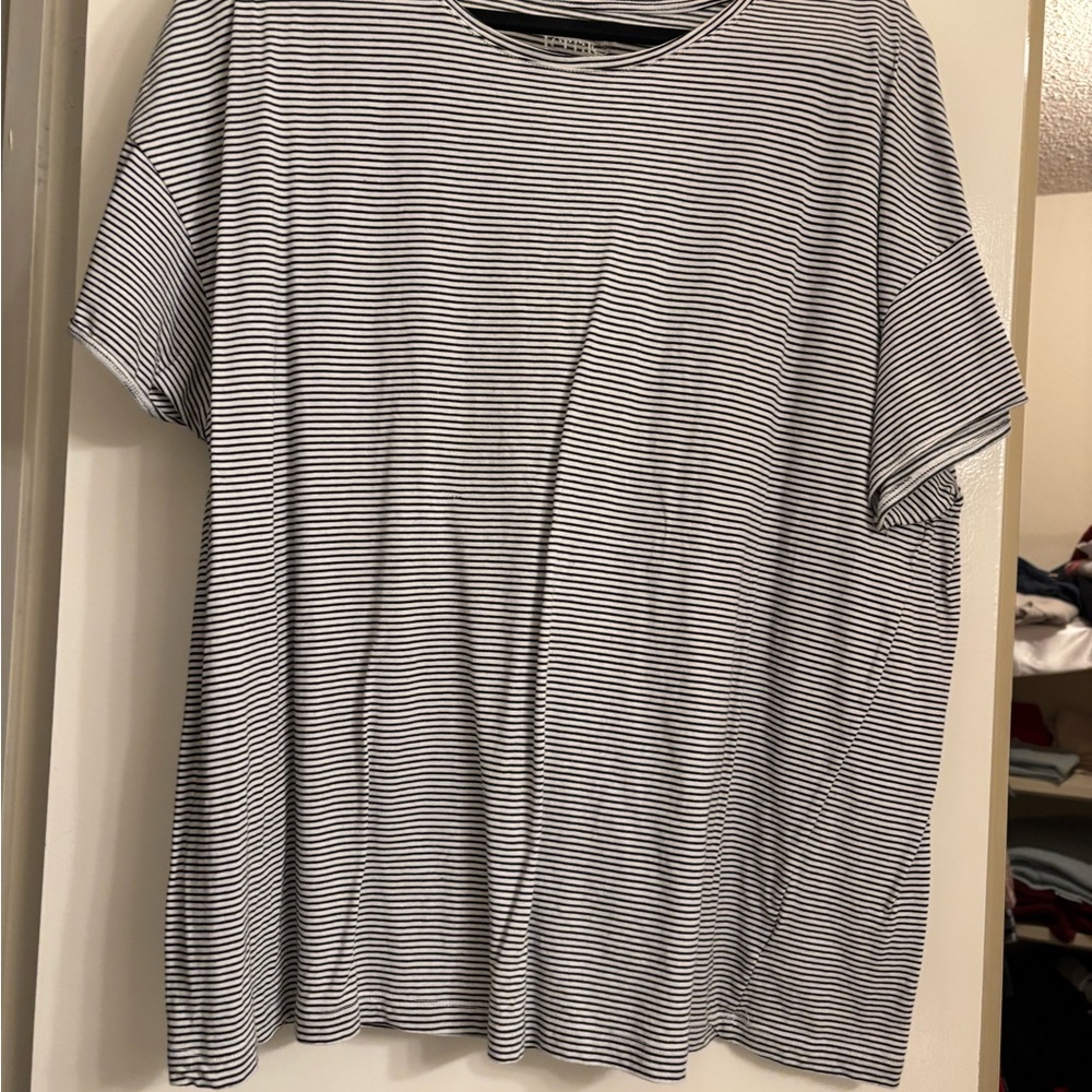 Terra & Sky Black and White Striped Short Sleeve Tee